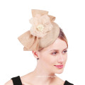 Ivory Small Pillbox Fascinator With Sinamay Looping And Silk Flower For Ladies